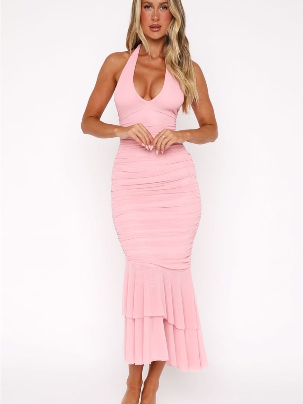 White Fox Electric Love Halter Midi Dress